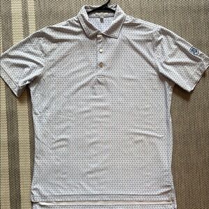 Peter Millar White Pattern Pique Polo Shirt